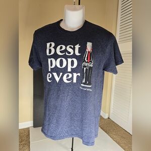 Men’s Coca-Cola “Best Pop Ever” Bottle Graphic T-Shirt Heather Blue Size Medium